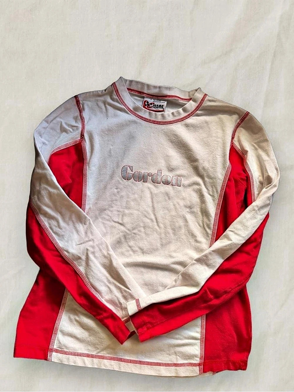 Chase Authentics Long Sleeve Color Block Tee Red & White Small